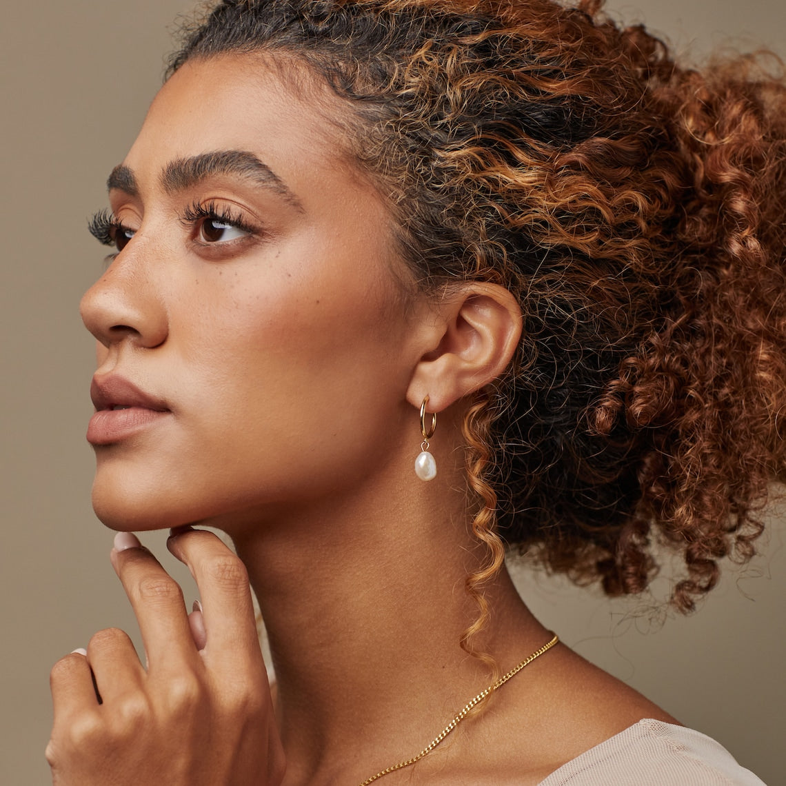 Hanging Pearl Hoops - Pearl Earrings