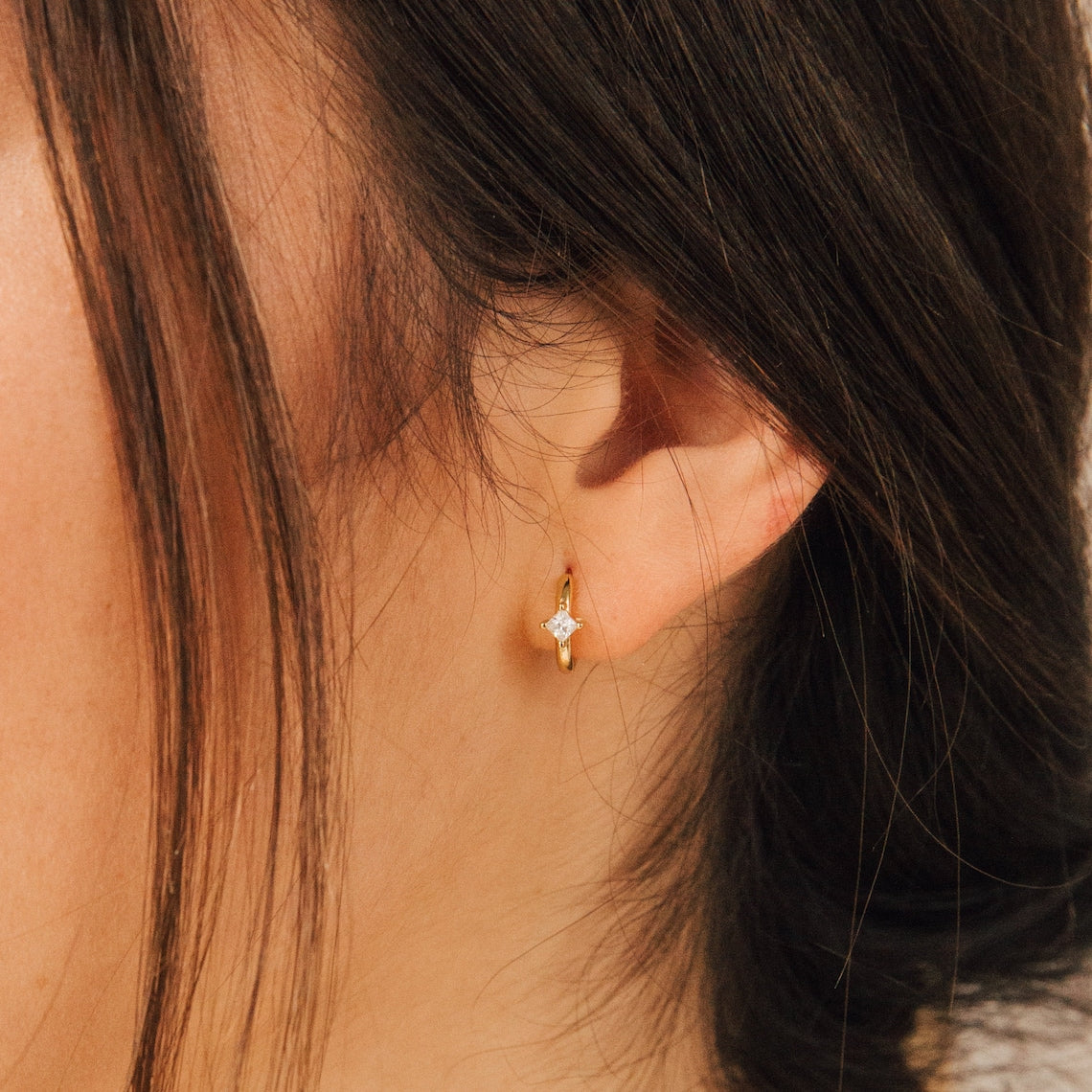 Diamond Earring - Sparkling Huggie Earring