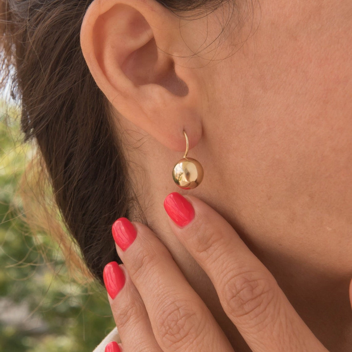 Sphere Earrings - Shiny Round Ear Hooks