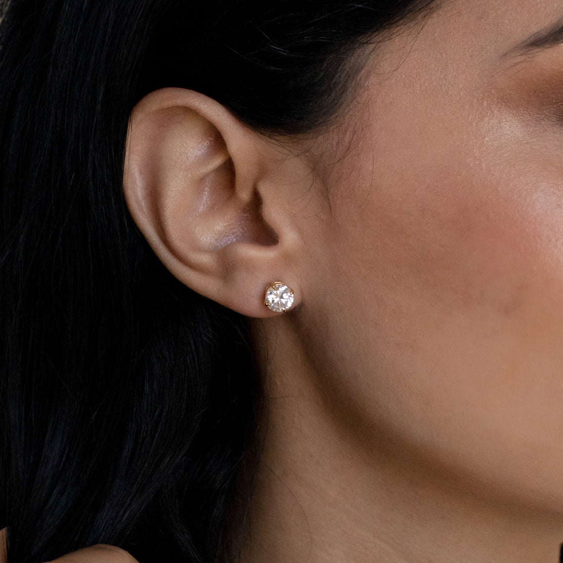 Classic Diamond Stud Earrings - Round Stone Earrings