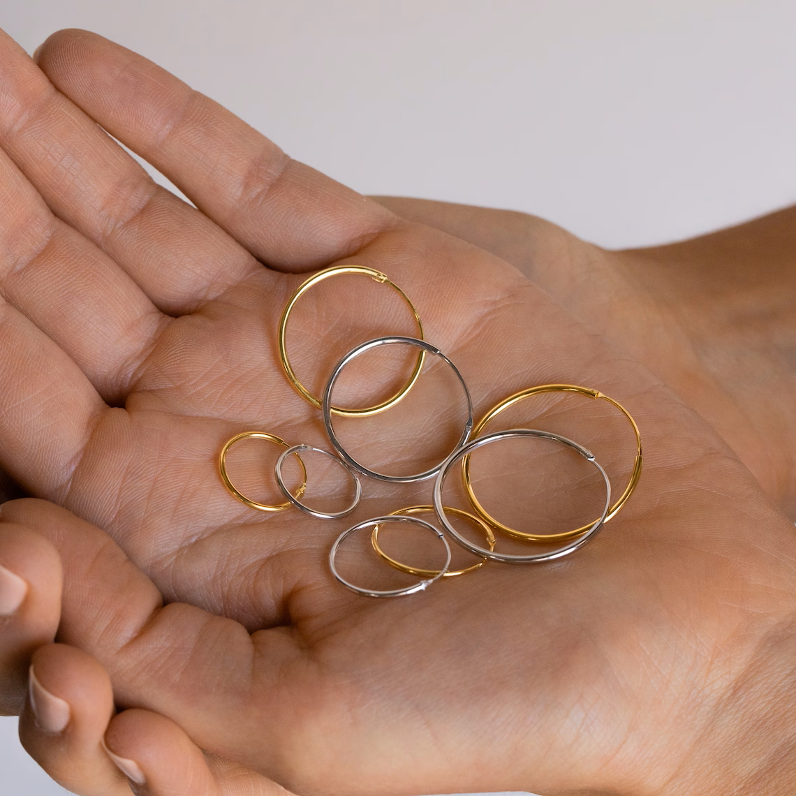 Lightweight Hoops - Gold and Silver Earrings (Set of 4)