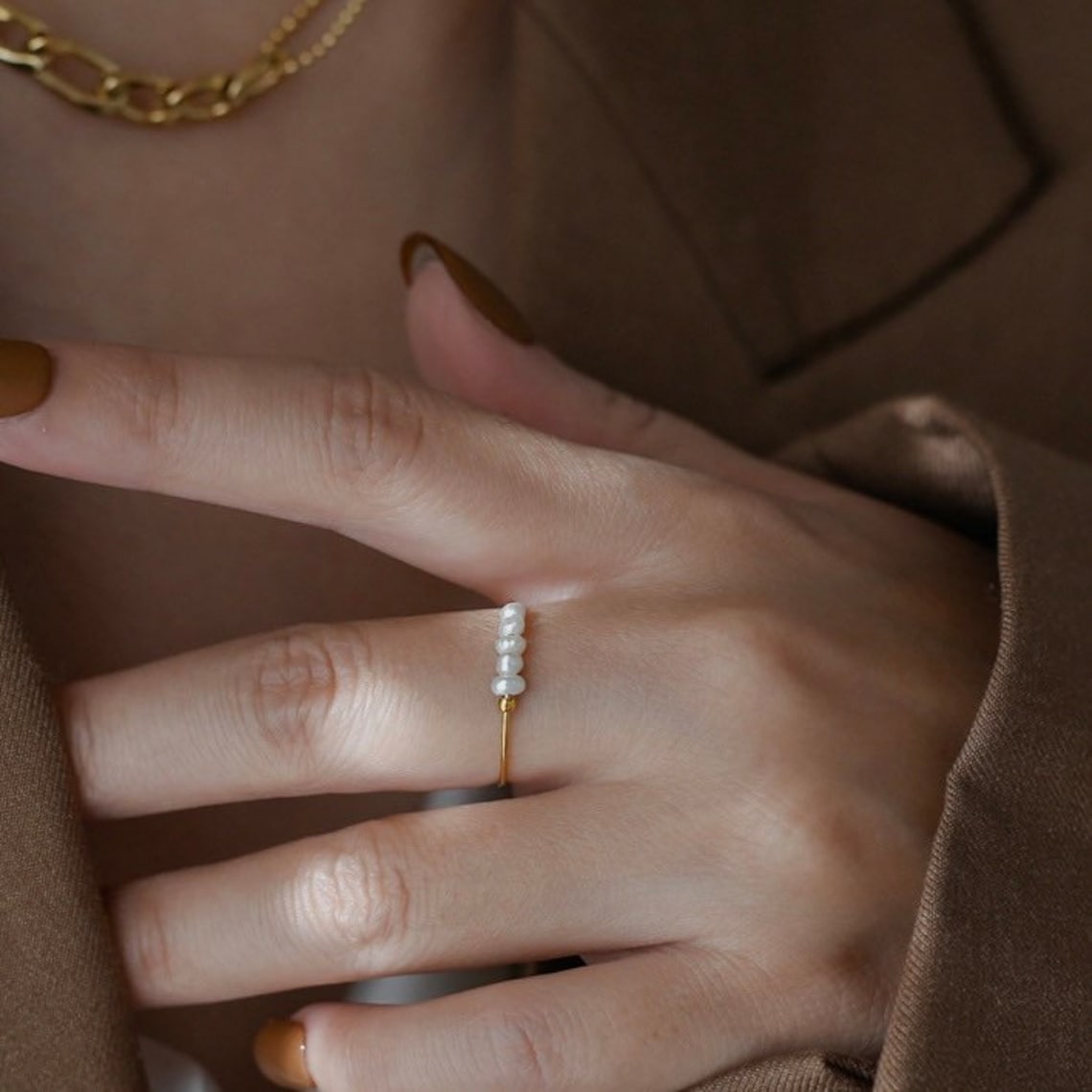 Mini freshwater pearl ring