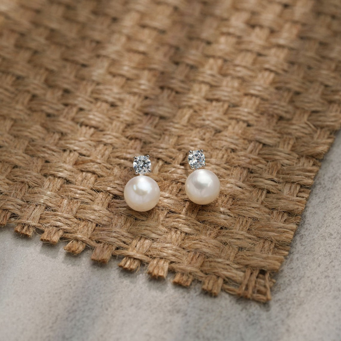 Pearl Earrings - Delicate CZ Earrings