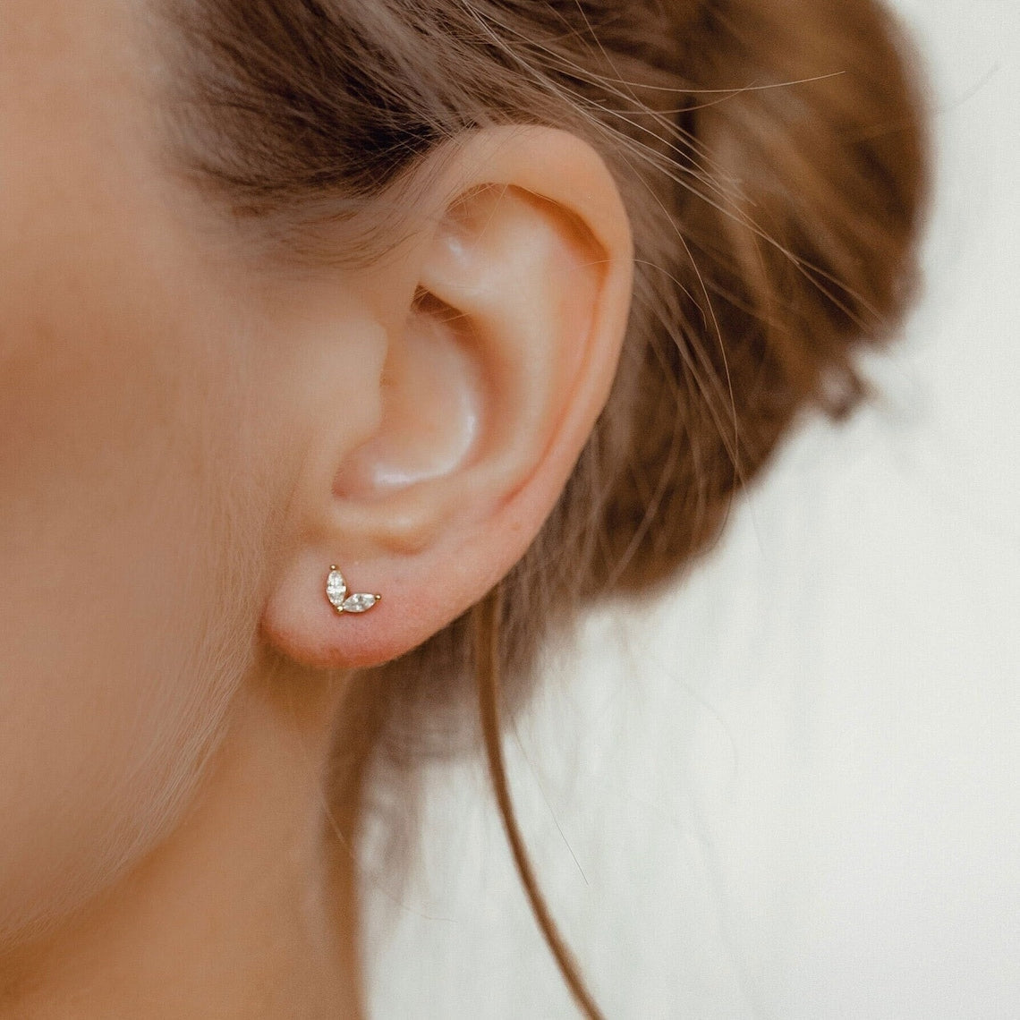 4-Piece Earring Set - Marquise Geometry and Zirconia Flower