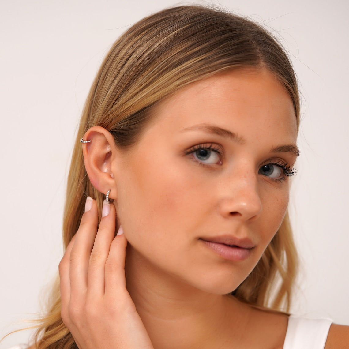 Minimalist CZ Ring Set - Huggie Hoop Earrings