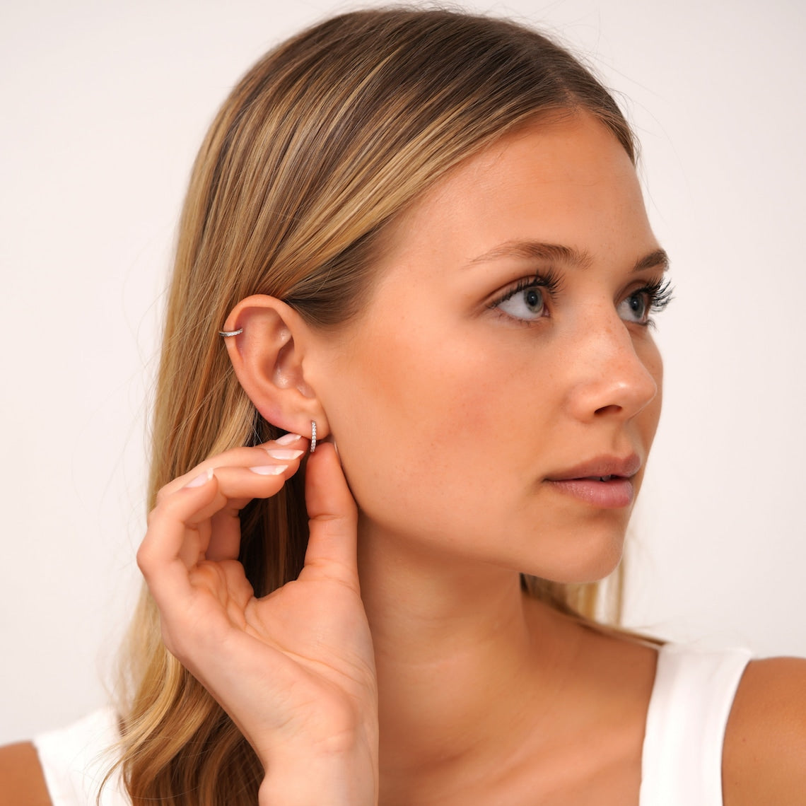 Minimalist CZ Ring Set - Huggie Hoop Earrings