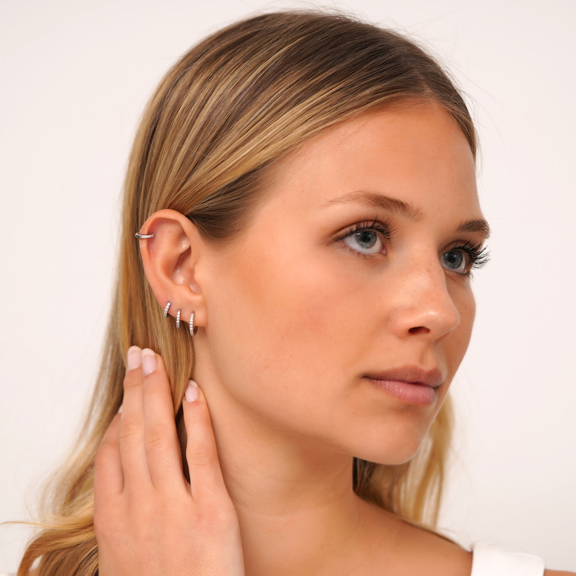 Minimalist CZ Ring Set - Huggie Hoop Earrings