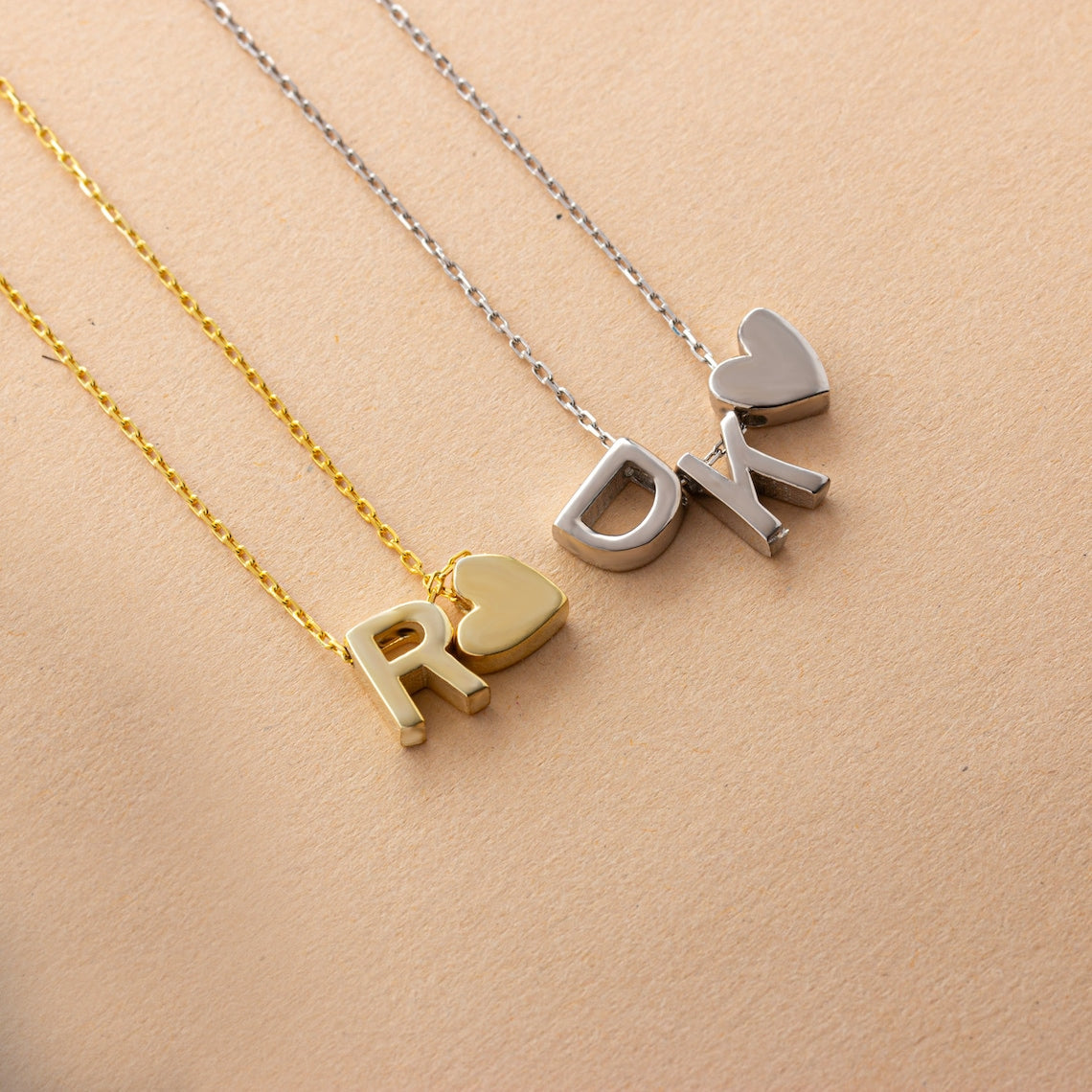 Heart Initial Necklace - Personalized Pendant with Initial