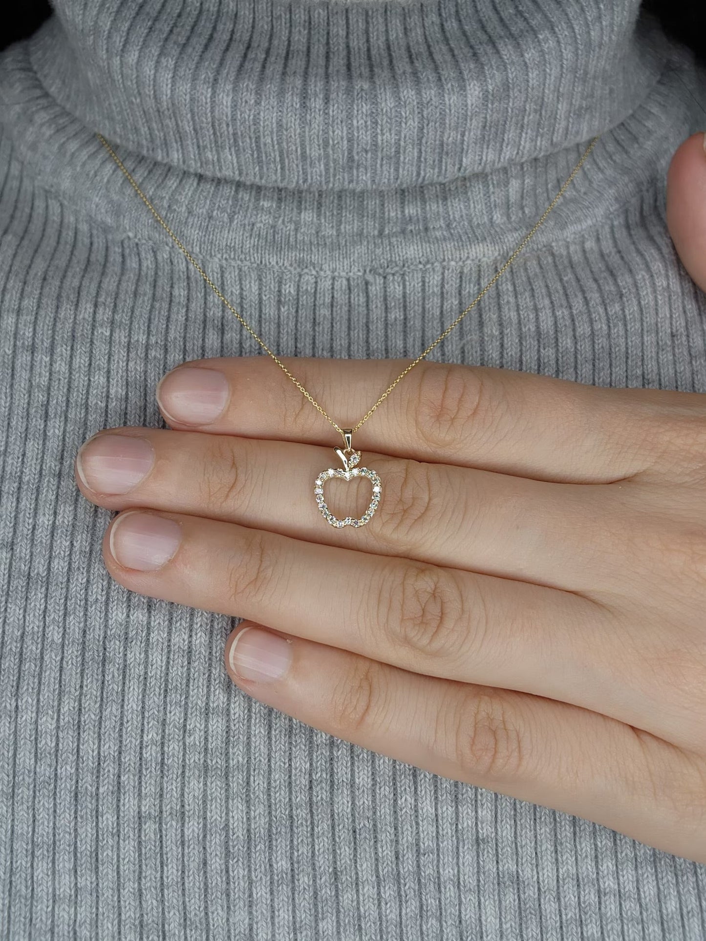 Elegant Gold Open Apple Necklace – Timeless & Stylish