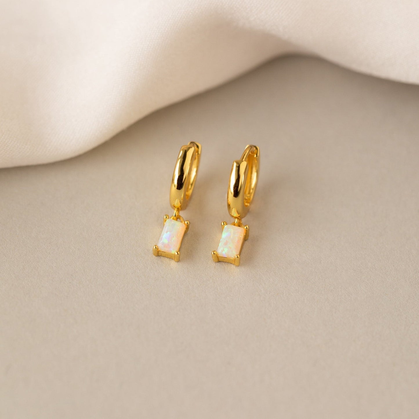 Baguette Birthstone Ring - Birthstone Huggie Earrings