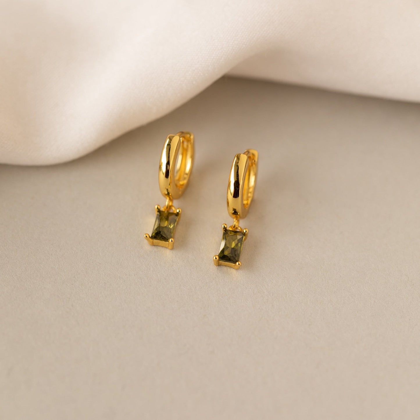 Baguette Birthstone Ring - Birthstone Huggie Earrings