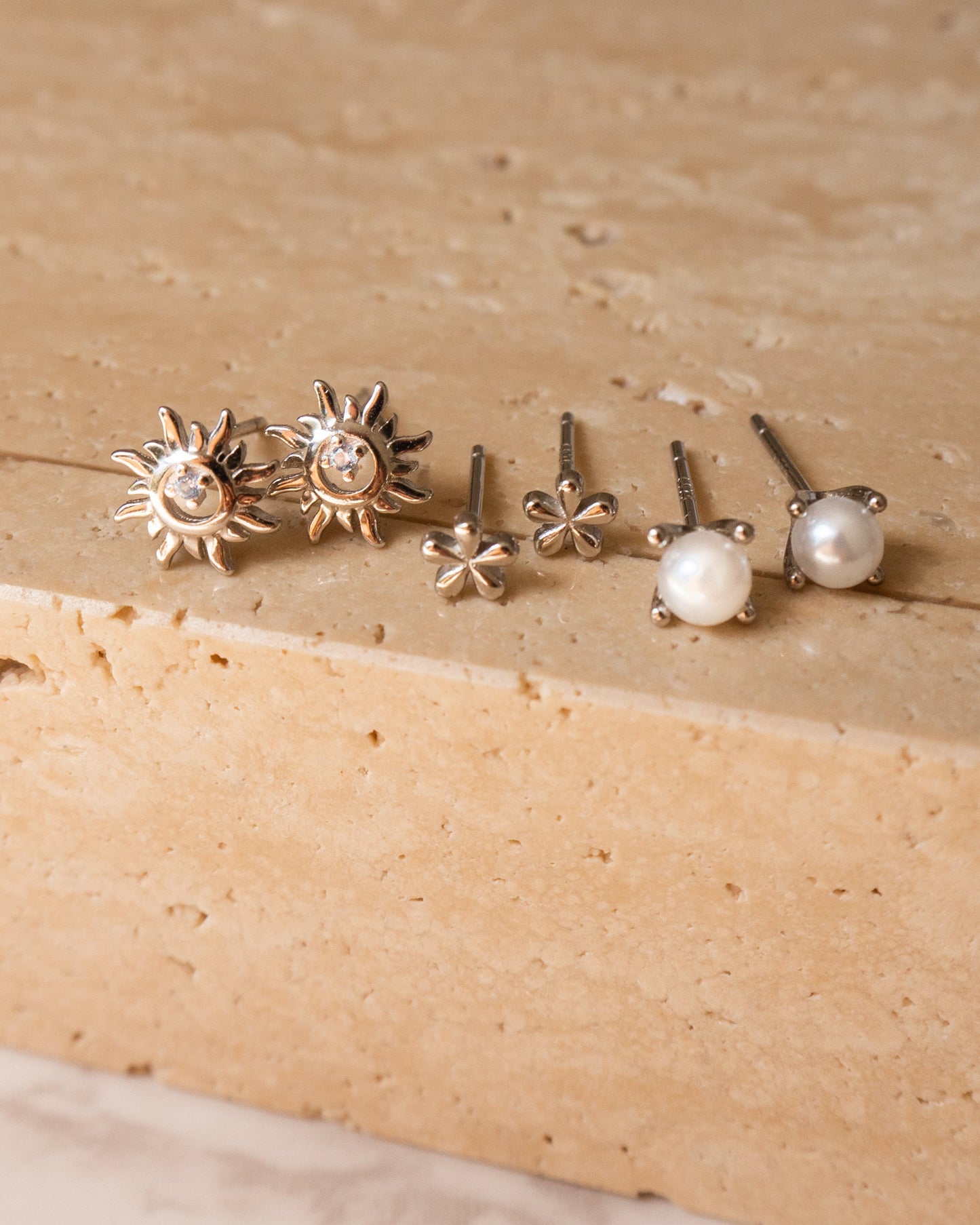 Mini Sterling Silver Flower Earrings