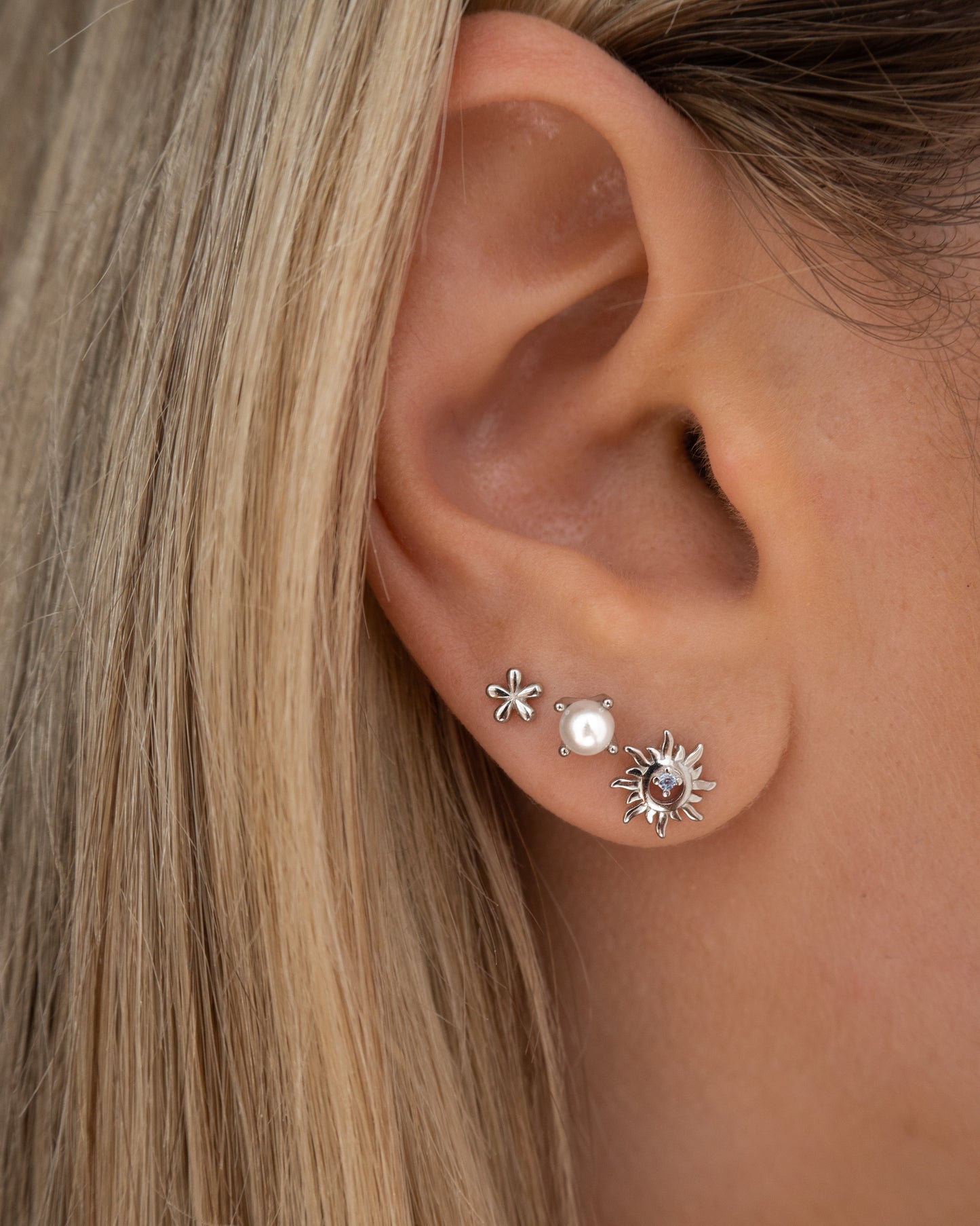 Mini Sterling Silver Flower Earrings