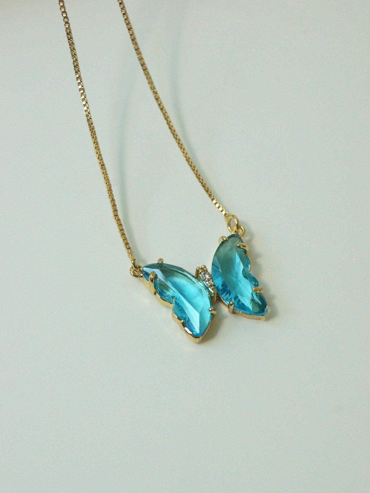Aurora - Aqua Crystal Butterfly Necklace