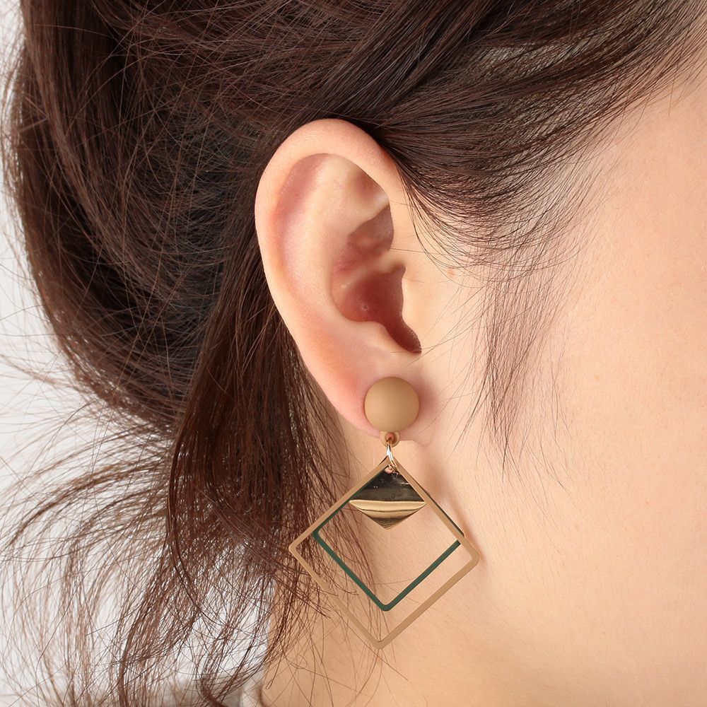 Geometric Drop-Shaped Earrings - Hollow Square Earrings