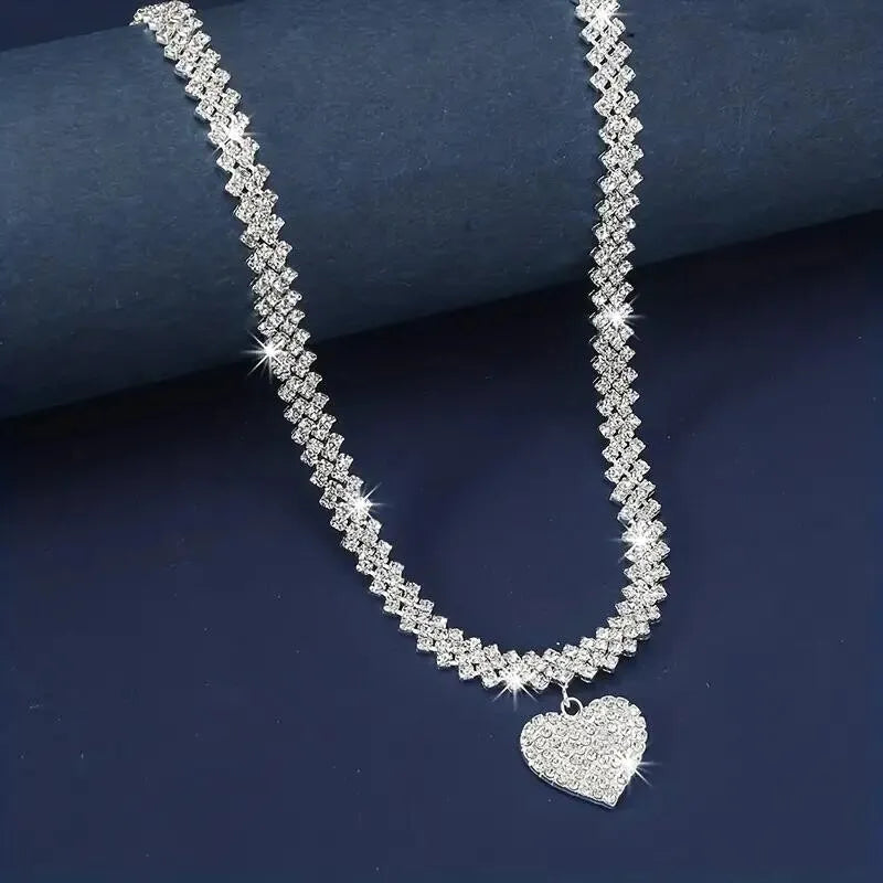Double Tennis Necklace with Cubic Zirconia Inlays