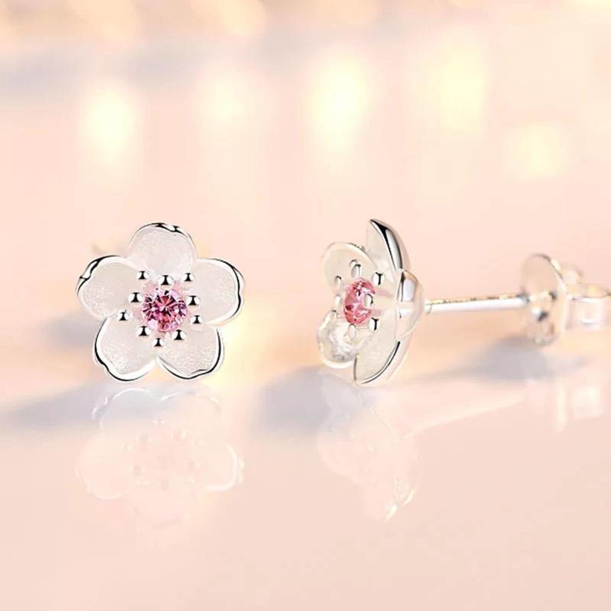 Holly - Cherry Blossom Earrings in Silver
