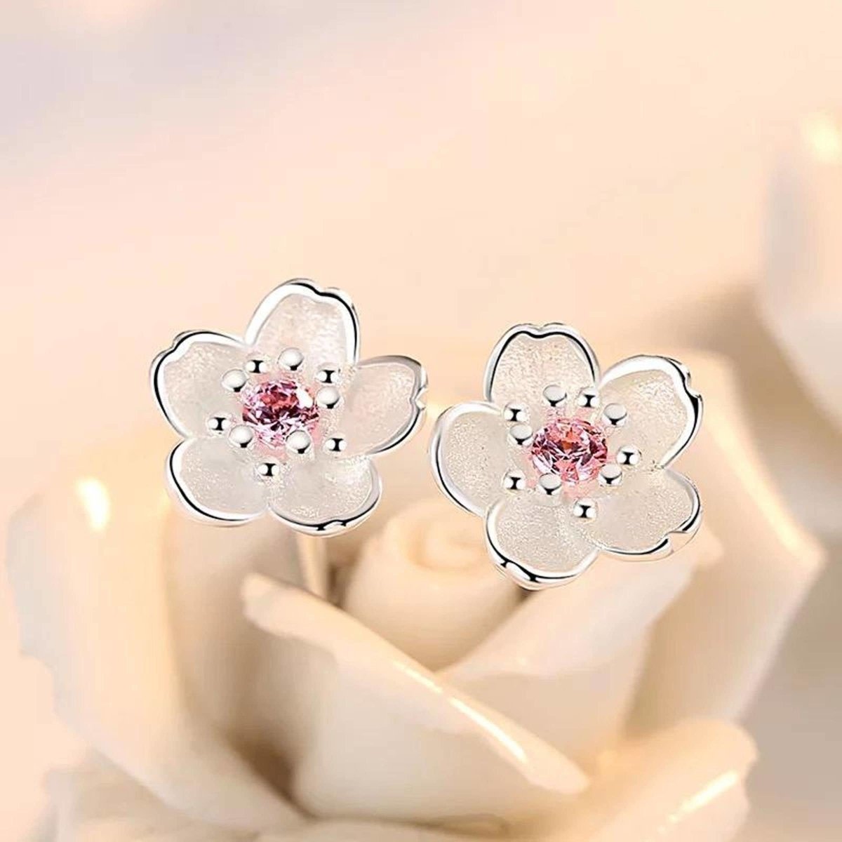 Holly - Cherry Blossom Earrings in Silver