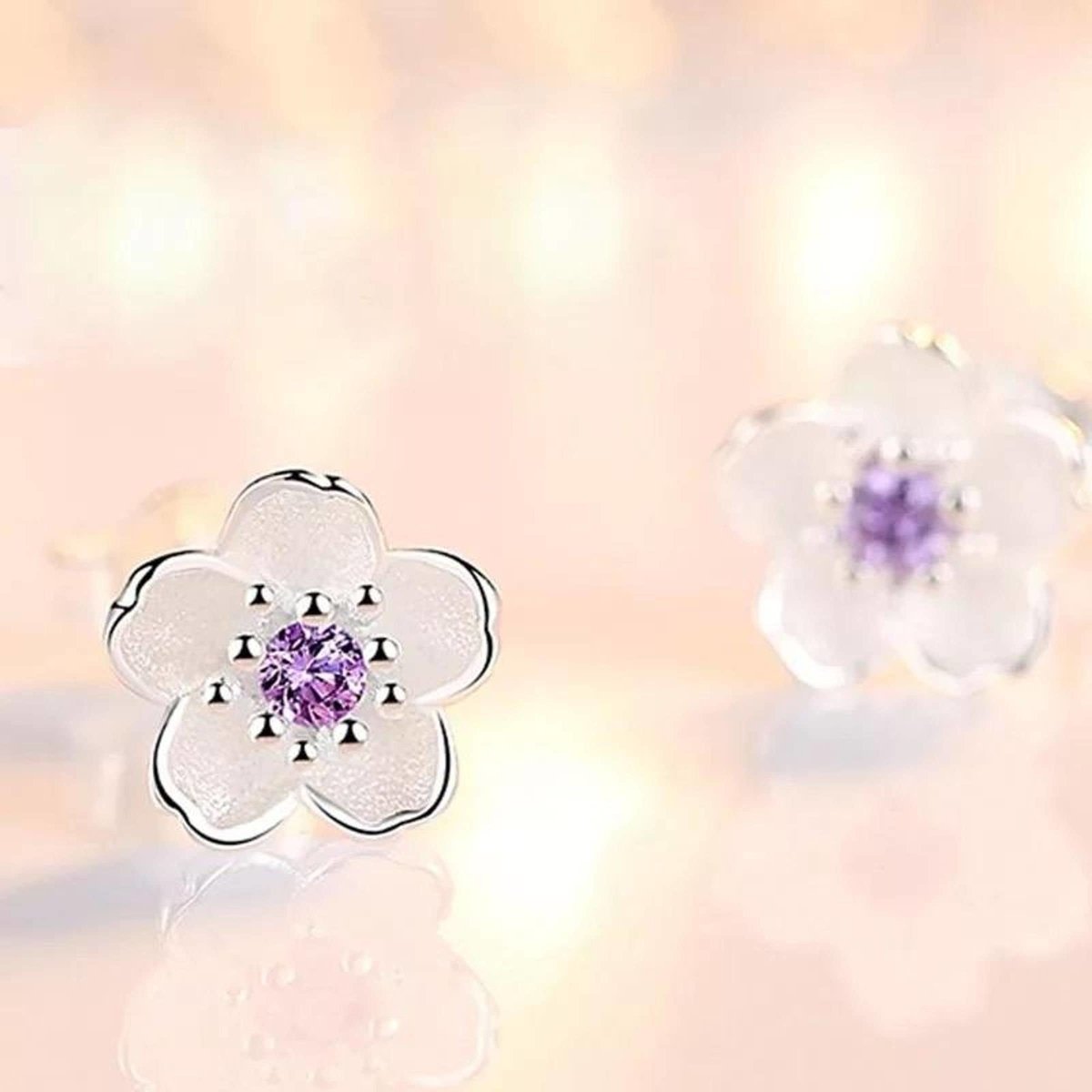 Holly - Cherry Blossom Earrings in Silver