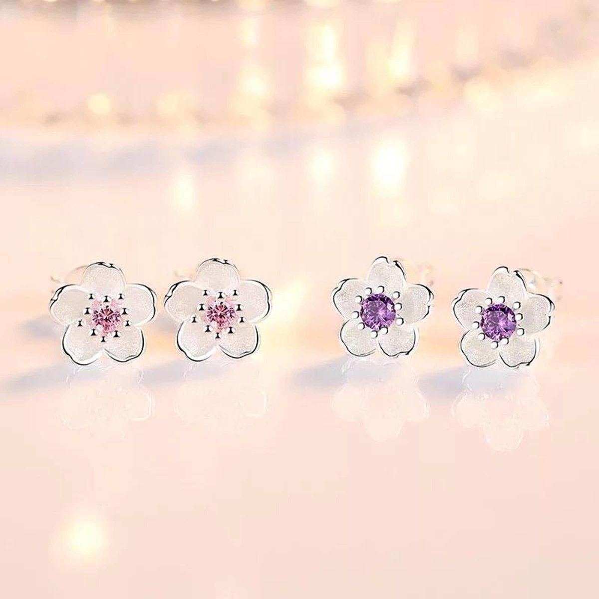 Holly - Cherry Blossom Earrings in Silver