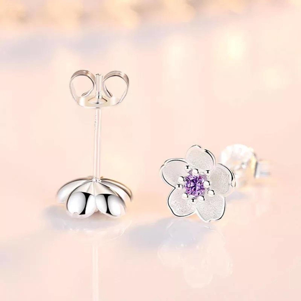 Holly - Cherry Blossom Earrings in Silver
