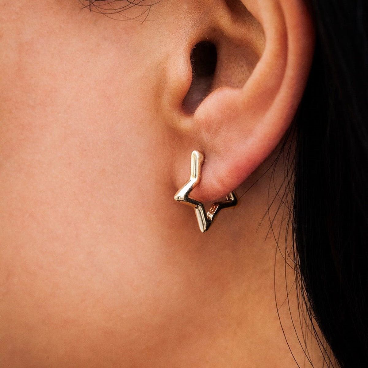 Star Huggie Earrings - Star Hoops