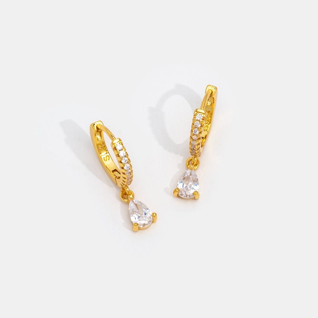 Gold Hoops White Ivory CZ