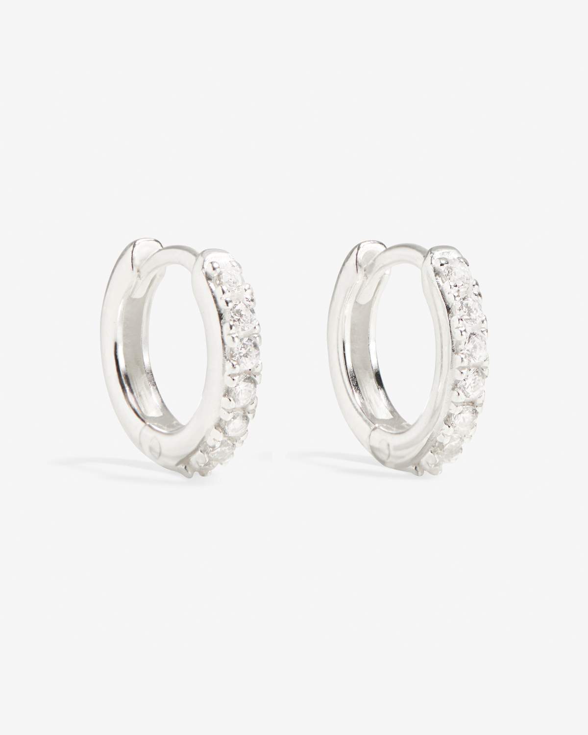 Cleo - Silver Huggies with Micro Pavé