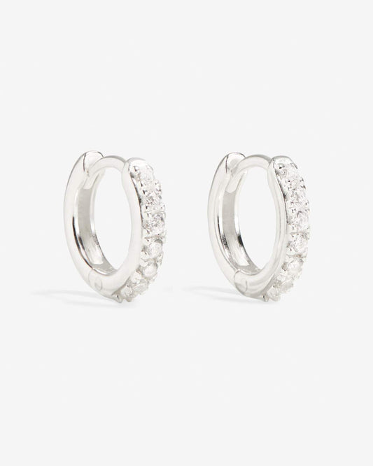 Cleo - Silver Huggies with Micro Pavé