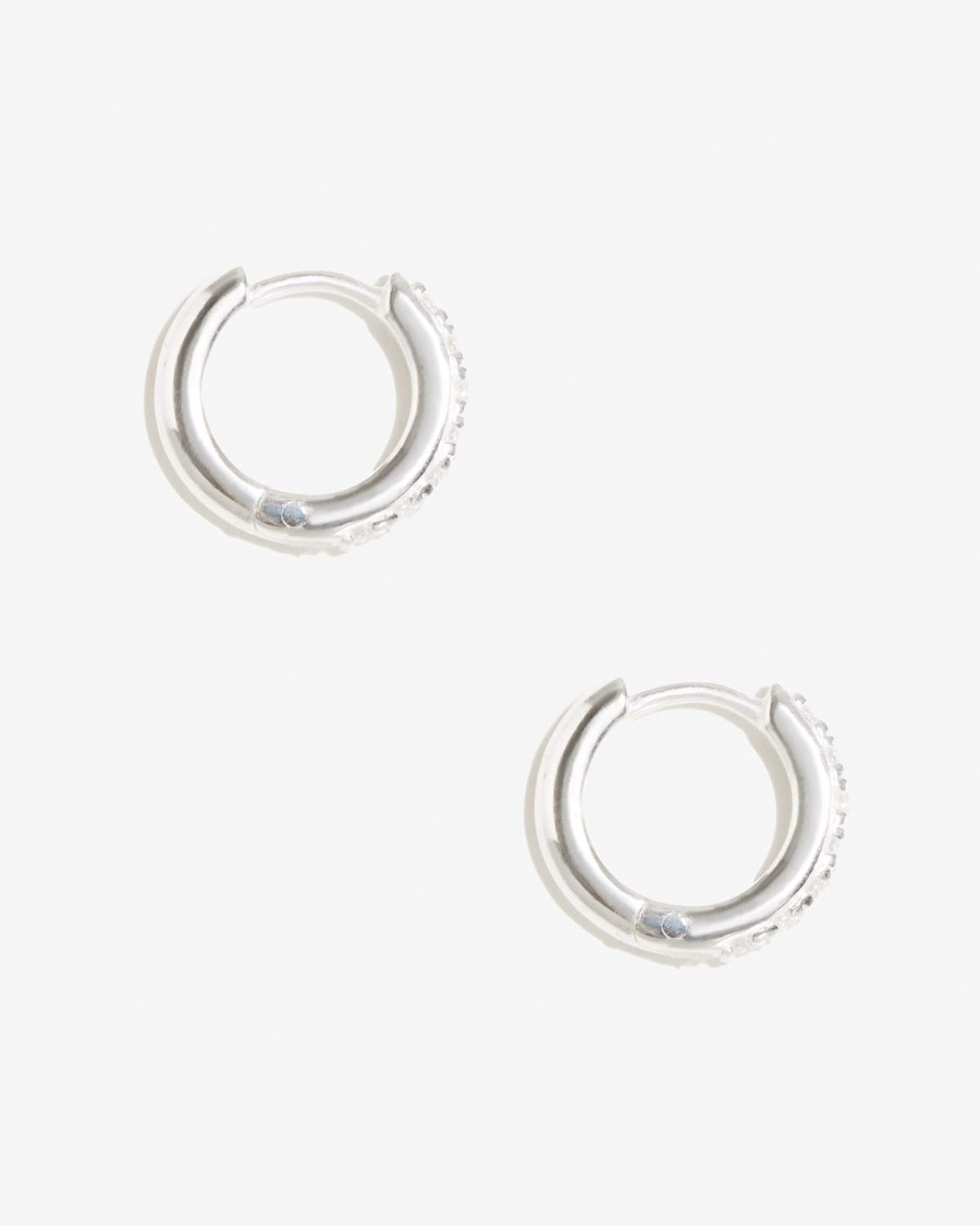 Cleo - Silver Huggies with Micro Pavé