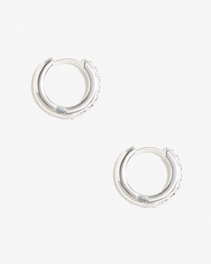 Cleo - Silver Huggies with Micro Pavé