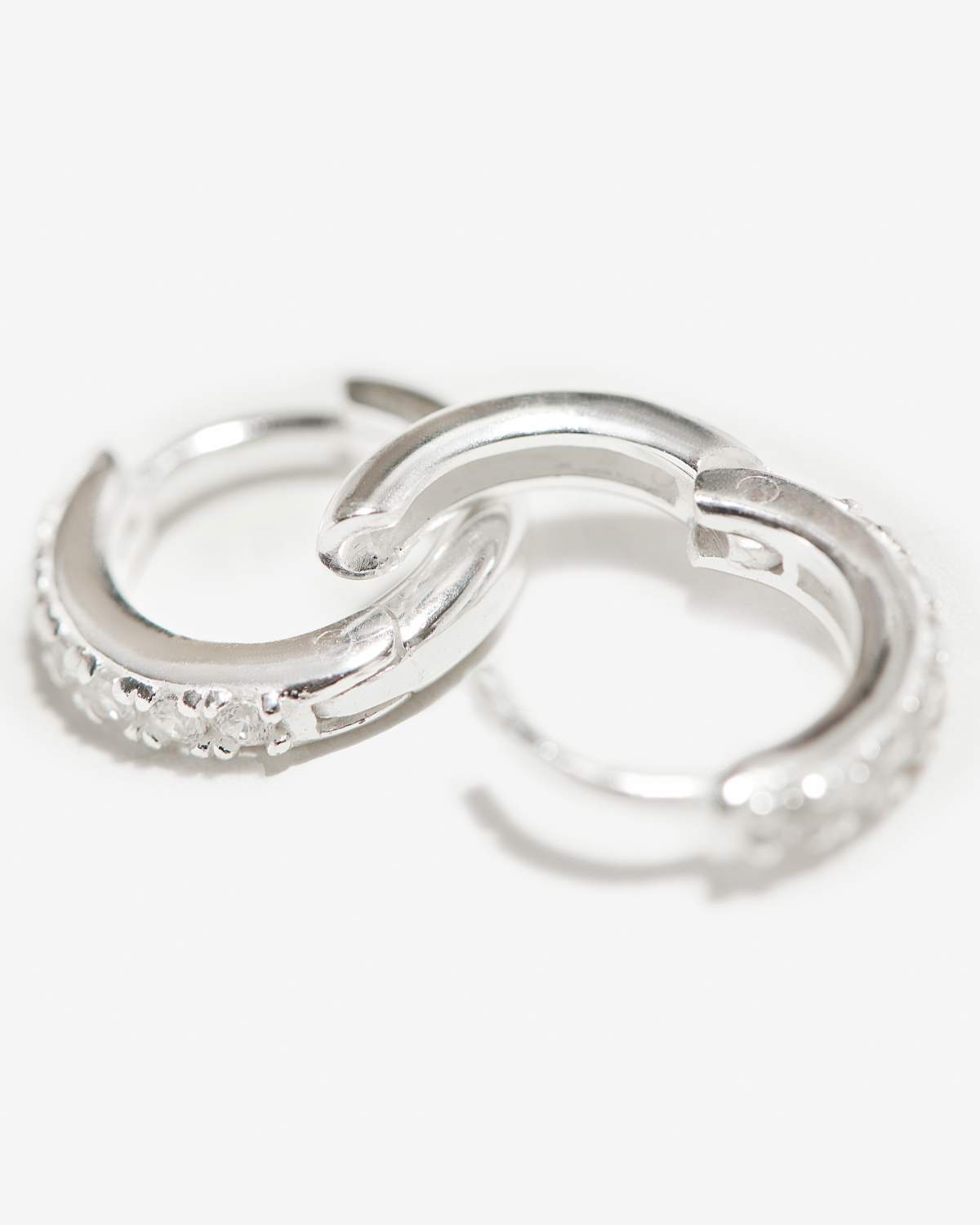 Cleo - Silver Huggies with Micro Pavé