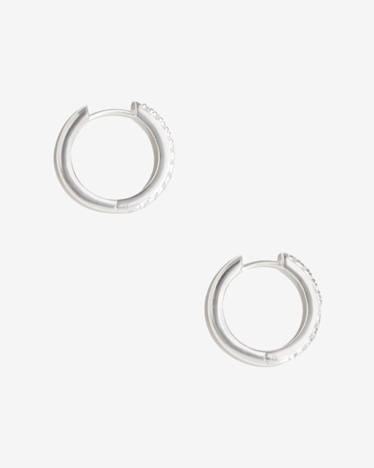 Manda - Small Silver Hoop Earrings with Pave