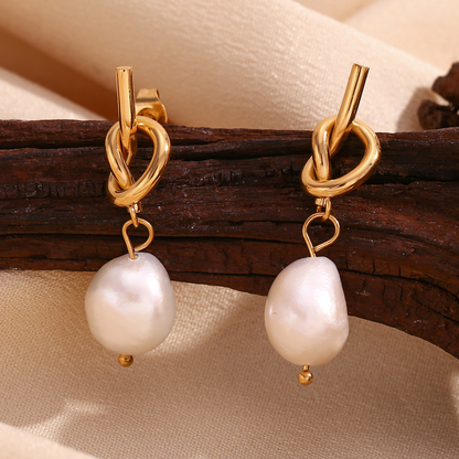 Knot and Pearl Earrings – Pearl Earrings with Knot Design