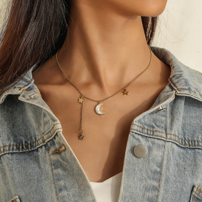 Star and Moon Necklace - Half Moon