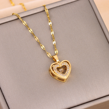Heart Pendant - Double Layer Necklace