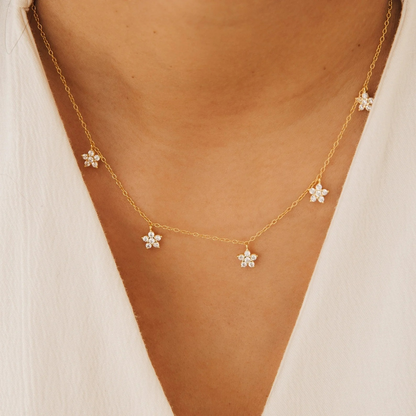 Delicate Diamond Flower Necklace