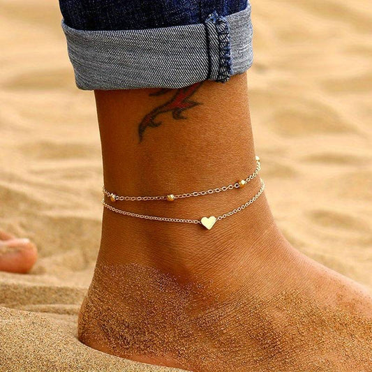 Mini Heart Anklets - Double Layered Love Anklets