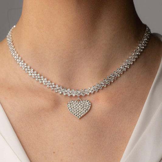 Double Tennis Necklace with Cubic Zirconia Inlays