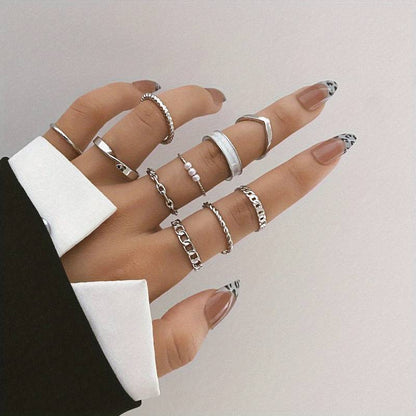 10 Fashion Rings Set – Mix & Match Trendy Rings