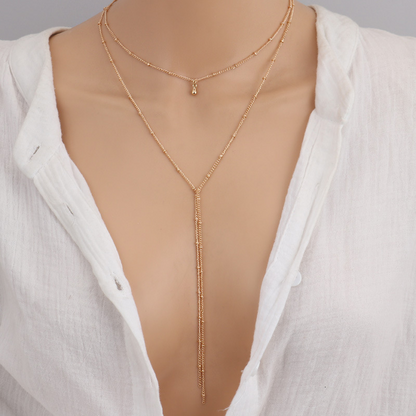 Retro Chain Choker - Long Pearl Chain