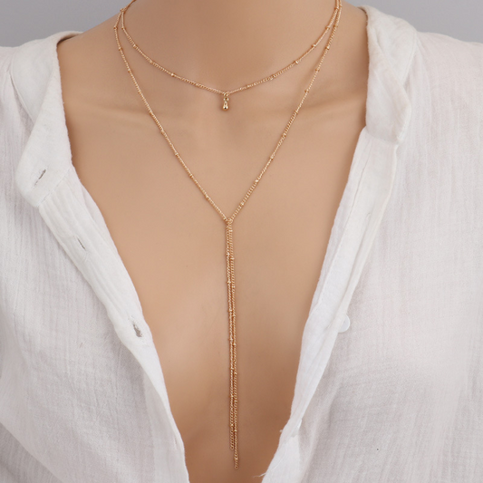 Retro Chain Choker - Long Pearl Chain