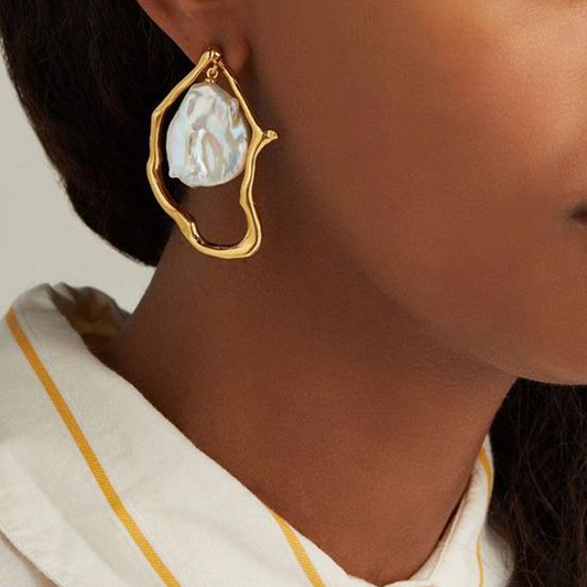 Irregular Pearl Earrings - Hanging Pearl Earrings