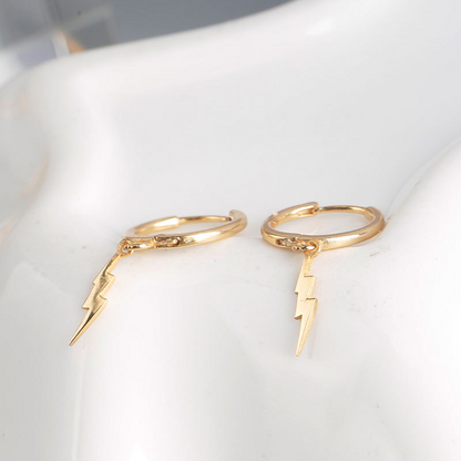 Lightning Hoop Earrings - Lightning Bolt Earrings