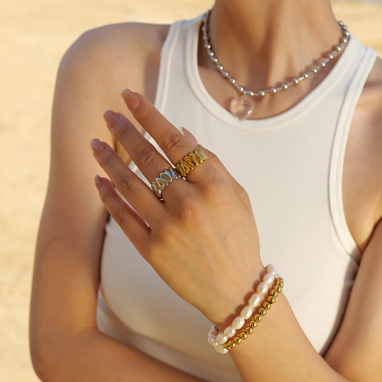 Elena - Unstable Heart Gold Ring