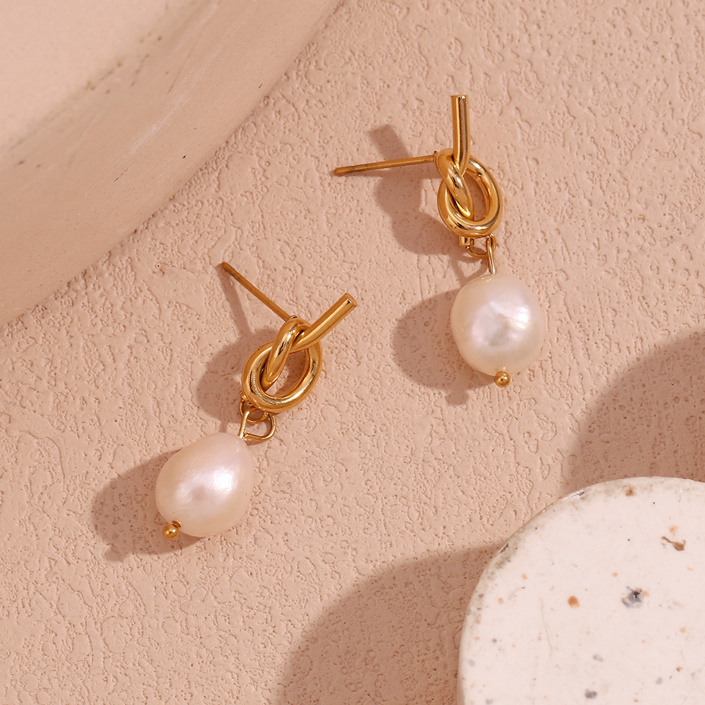 Knot and Pearl Earrings – Pearl Earrings with Knot Design