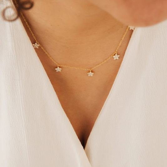 Delicate Diamond Flower Necklace