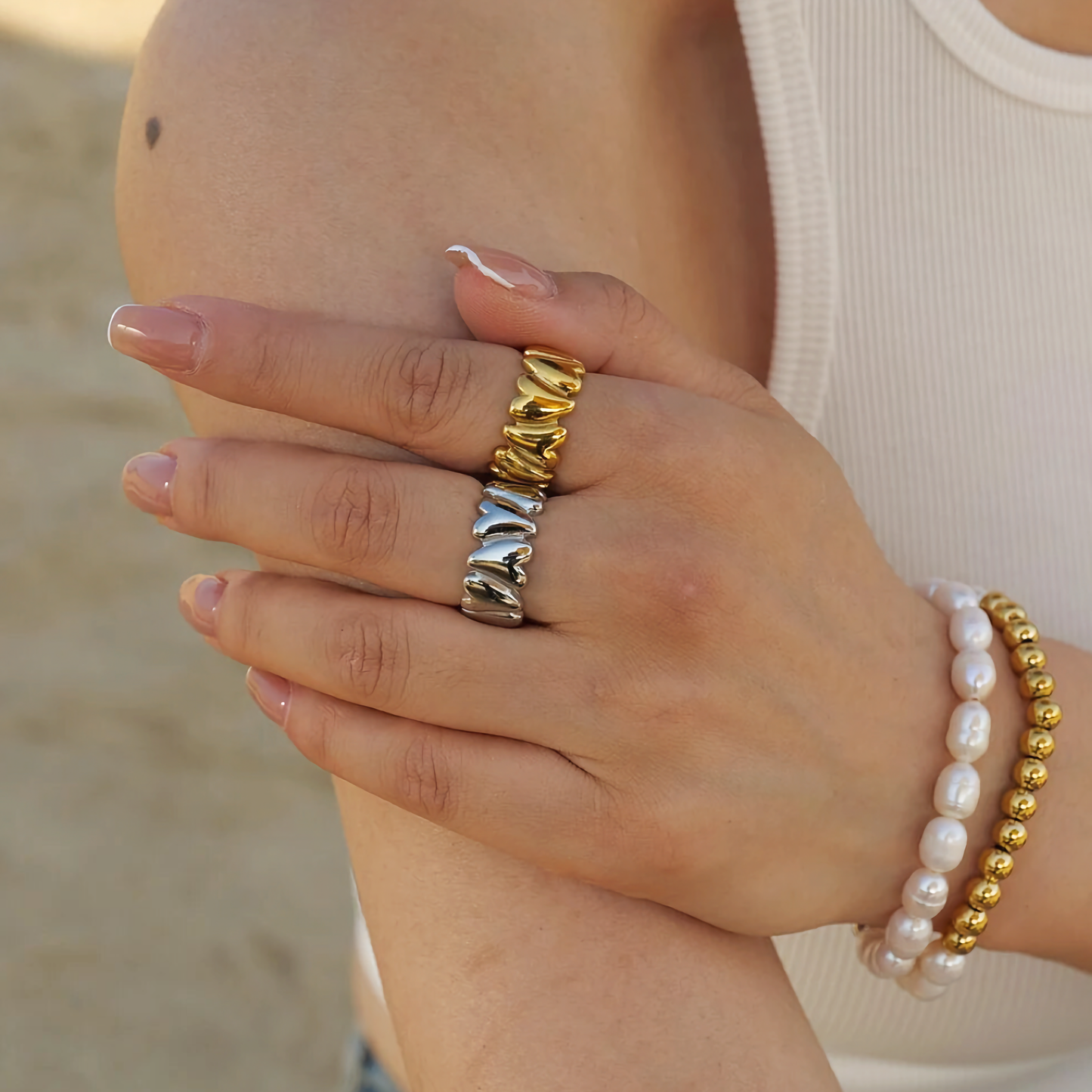 Elena - Unstable Heart Gold Ring