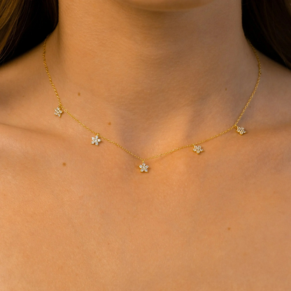 Delicate Diamond Flower Necklace