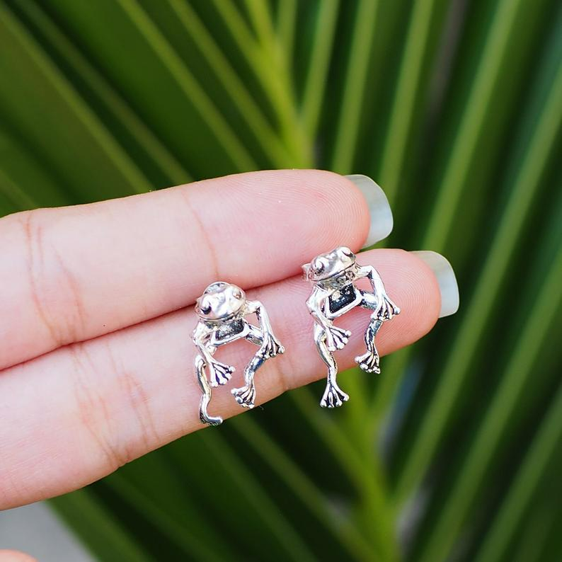 Adorable Floating Frog - Mini Frog Earrings